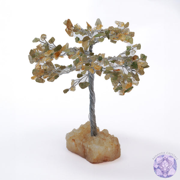 Citrine & Green Aventurine Crystal Tree with Quartz Base – Confidence & Success