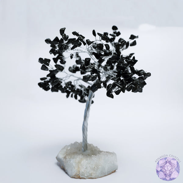 Tourmaline Crystal Tree with Quartz Base – Protection from Evil Eye