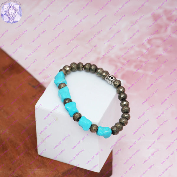 Money Stability Bracelet - Turquoise + Pyrite